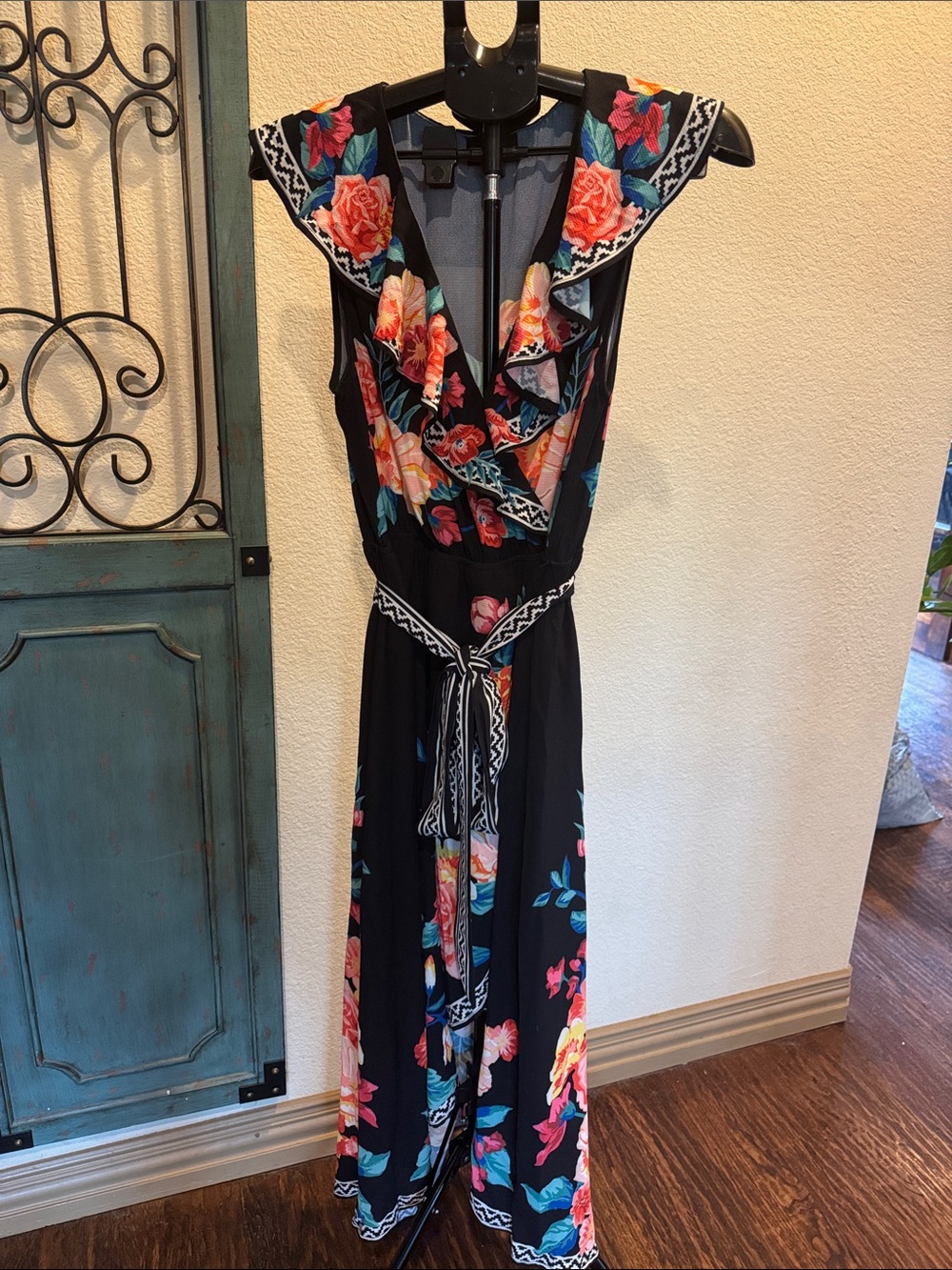 Vici Black Maxi Dress with Multicolor Floral Print
